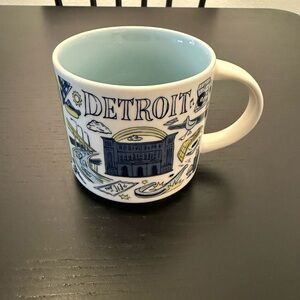 Starbucks Detroit Mug with Blue and White Design